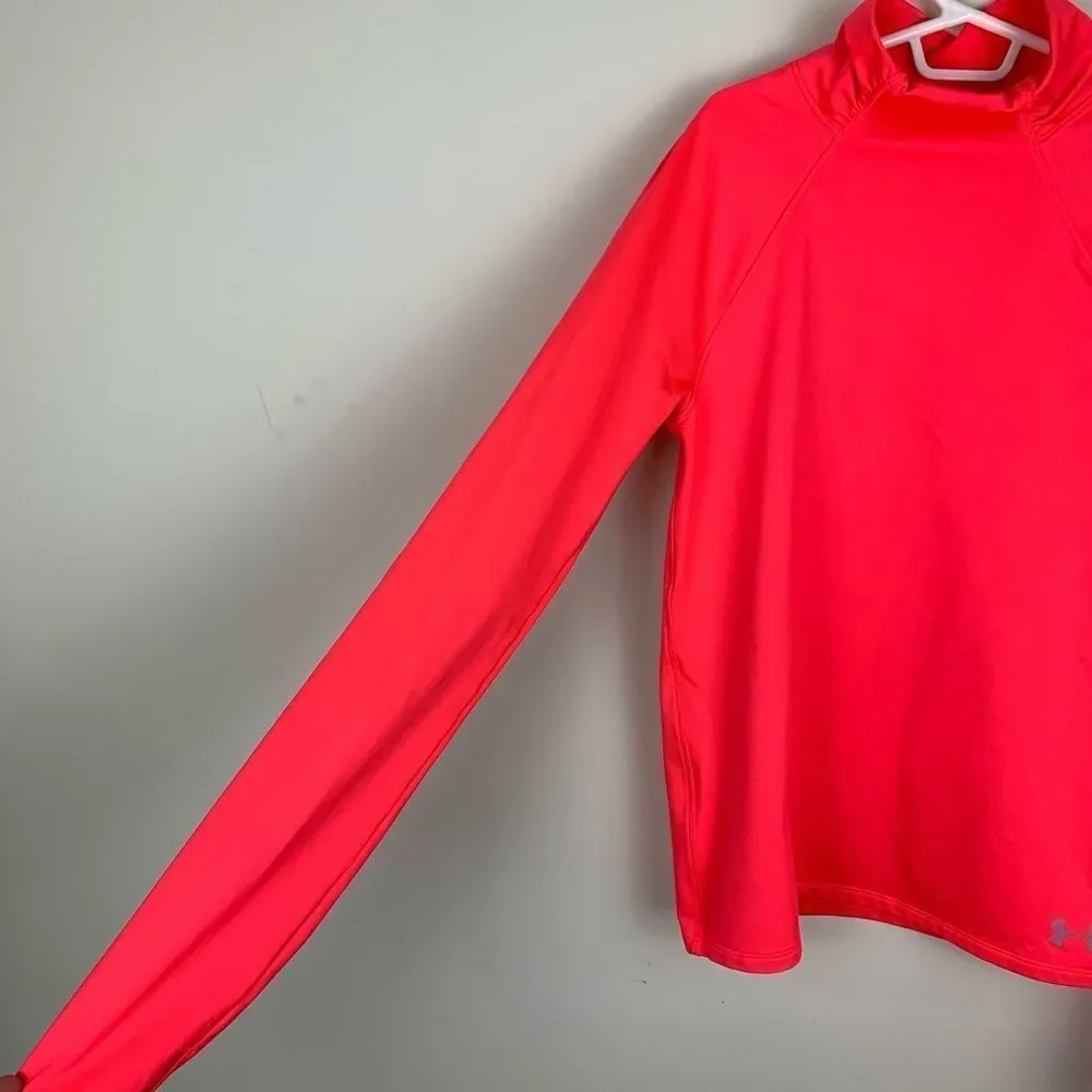 Under Armour Orange Youth Fitted Coldgear ‎ Shirt Sz Lg
